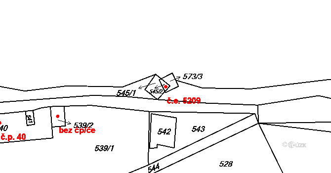 Mojžíř 5209, Ústí nad Labem na parcele st. 545/2 v KÚ Mojžíř, Katastrální mapa