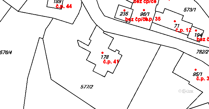 Bukovice 41, Bžany na parcele st. 178 v KÚ Lhenice u Bžan, Katastrální mapa