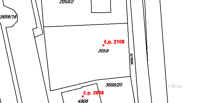 Břeclav 2108 na parcele st. 2059 v KÚ Břeclav, Katastrální mapa