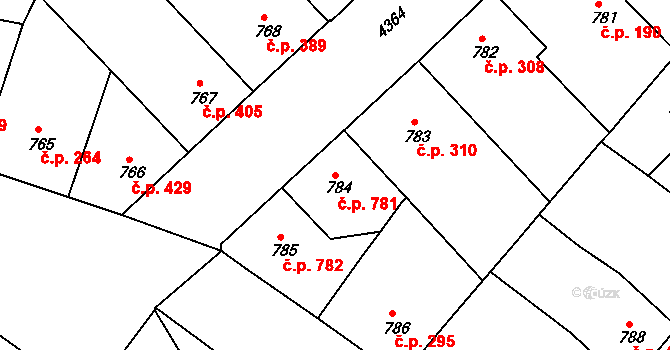 Žižkov 781, Praha na parcele st. 784 v KÚ Žižkov, Katastrální mapa