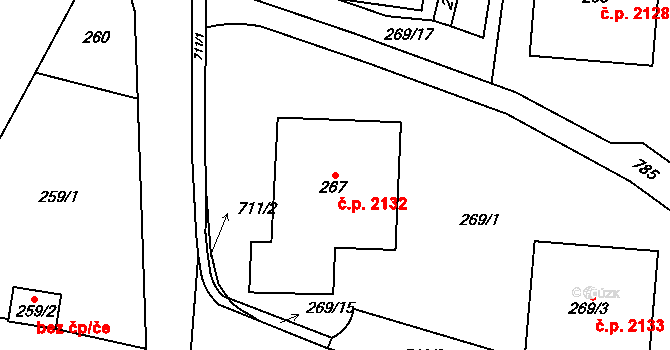 Komořany 2132, Praha na parcele st. 267 v KÚ Komořany, Katastrální mapa