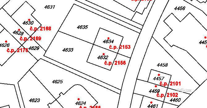 Smíchov 2156, Praha na parcele st. 4632 v KÚ Smíchov, Katastrální mapa