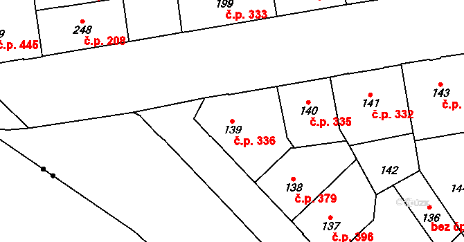 Vršovice 336, Praha na parcele st. 139 v KÚ Vršovice, Katastrální mapa