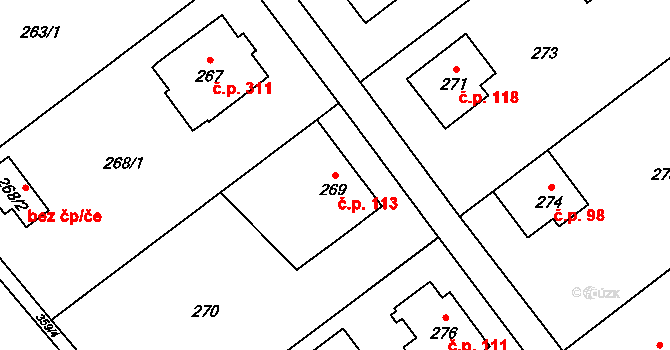 Chotěbuz 113 na parcele st. 269 v KÚ Zpupná Lhota, Katastrální mapa