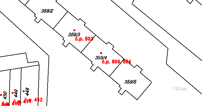 Neředín 504,505, Olomouc na parcele st. 359/4 v KÚ Neředín, Katastrální mapa