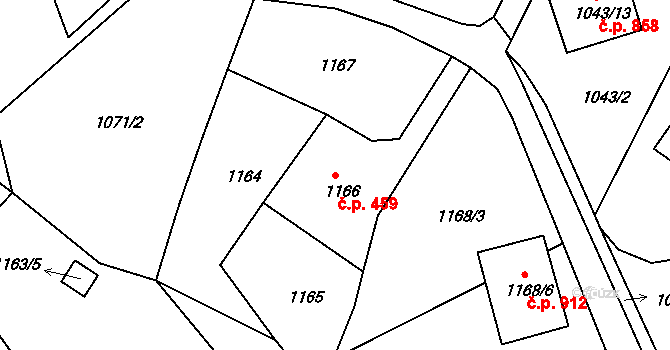 Liberec XIV-Ruprechtice 459, Liberec na parcele st. 1166 v KÚ Ruprechtice, Katastrální mapa