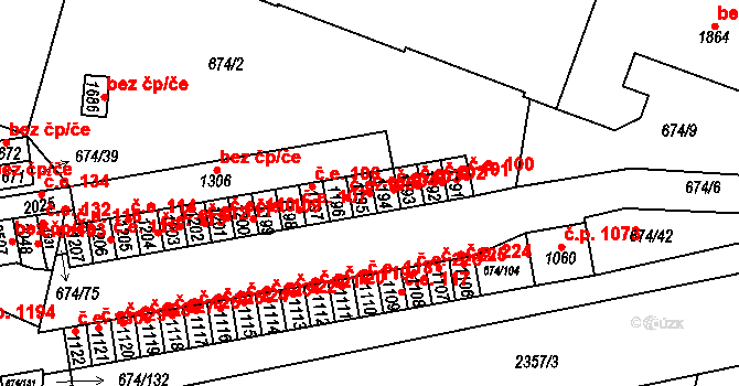 Rosice 104 na parcele st. 1195 v KÚ Rosice u Brna, Katastrální mapa