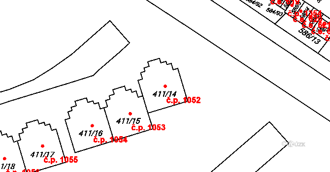 Ráj 1052, Karviná na parcele st. 411/14 v KÚ Ráj, Katastrální mapa