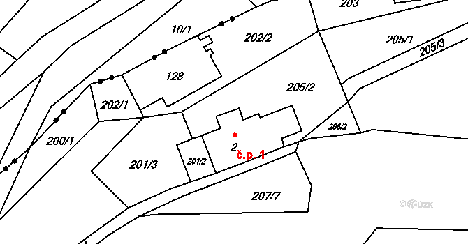 Fojtovice 1, Heřmanov na parcele st. 2 v KÚ Fojtovice u Heřmanova, Katastrální mapa