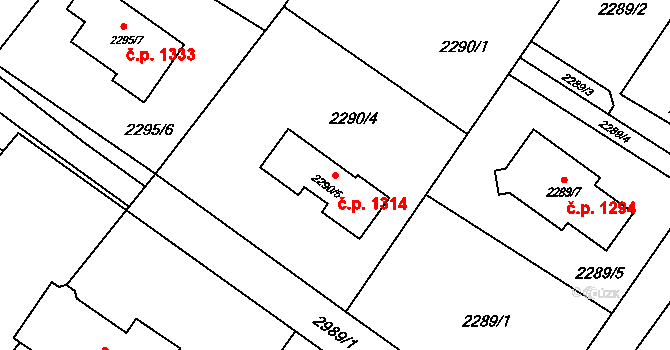 Rýmařov 1314 na parcele st. 2290/5 v KÚ Rýmařov, Katastrální mapa