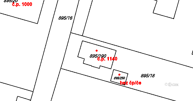 Bílovec 1140 na parcele st. 895/190 v KÚ Bílovec-město, Katastrální mapa