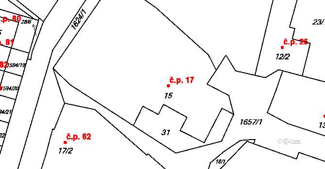 Čechtín 17 na parcele st. 15 v KÚ Čechtín, Katastrální mapa