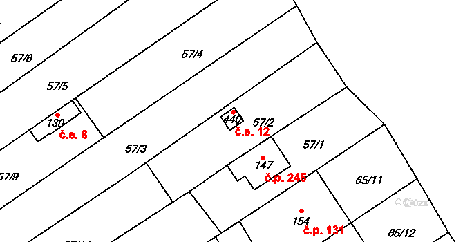 Přerov XI-Vinary 12, Přerov na parcele st. 440 v KÚ Vinary u Přerova, Katastrální mapa