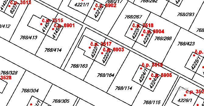 Zlín 6903 na parcele st. 4222/2 v KÚ Zlín, Katastrální mapa