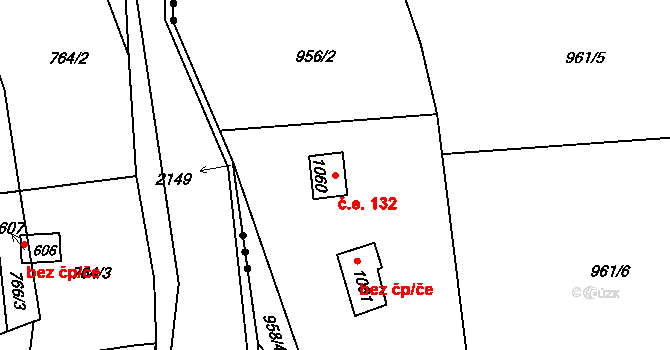 Rokytnice 132, Vsetín na parcele st. 1060 v KÚ Rokytnice u Vsetína, Katastrální mapa