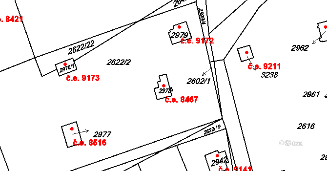 Ústí nad Orlicí 8467 na parcele st. 2978 v KÚ Ústí nad Orlicí, Katastrální mapa