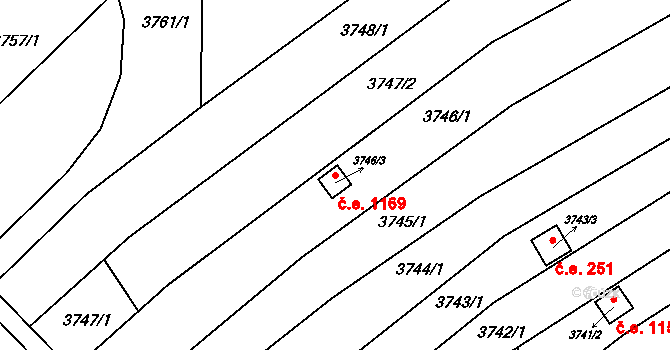 Řečkovice 1169, Brno na parcele st. 3746/3 v KÚ Řečkovice, Katastrální mapa