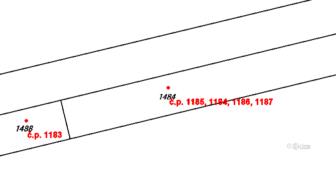 Hrabůvka 1184,1185,1186,1187, Ostrava na parcele st. 1484 v KÚ Hrabůvka, Katastrální mapa