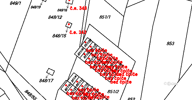 Brno 39497119 na parcele st. 851/4 v KÚ Obřany, Katastrální mapa