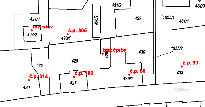 Liberec 42285119 na parcele st. 429/2 v KÚ Horní Růžodol, Katastrální mapa