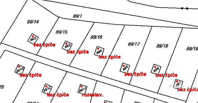 Valašské Meziříčí 43674119 na parcele st. 89/4 v KÚ Brňov, Katastrální mapa