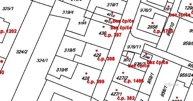 Kateřinky 398, Opava na parcele st. 429 v KÚ Kateřinky u Opavy, Katastrální mapa