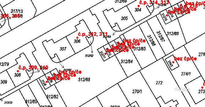 Praha 46845119 na parcele st. 312/11 v KÚ Letňany, Katastrální mapa