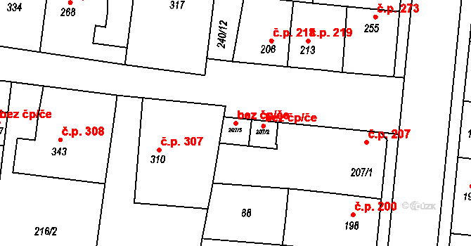 Prostějov 48940119 na parcele st. 207/3 v KÚ Čechovice u Prostějova, Katastrální mapa