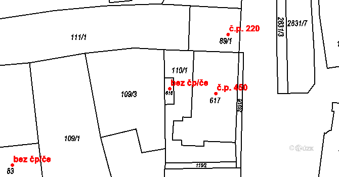 Roštín 49993119 na parcele st. 618 v KÚ Roštín, Katastrální mapa