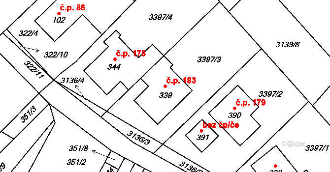 Dlouhá Ves 183, Rychnov nad Kněžnou na parcele st. 339 v KÚ Dlouhá Ves u Rychnova nad Kněžnou, Katastrální mapa