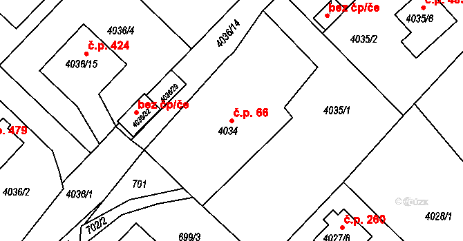 Choceňské Předměstí 66, Vysoké Mýto na parcele st. 4034 v KÚ Vysoké Mýto, Katastrální mapa