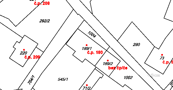 Ruda nad Moravou 180 na parcele st. 189/1 v KÚ Ruda nad Moravou, Katastrální mapa