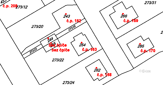 Lobkovice 163, Neratovice na parcele st. 254 v KÚ Lobkovice, Katastrální mapa