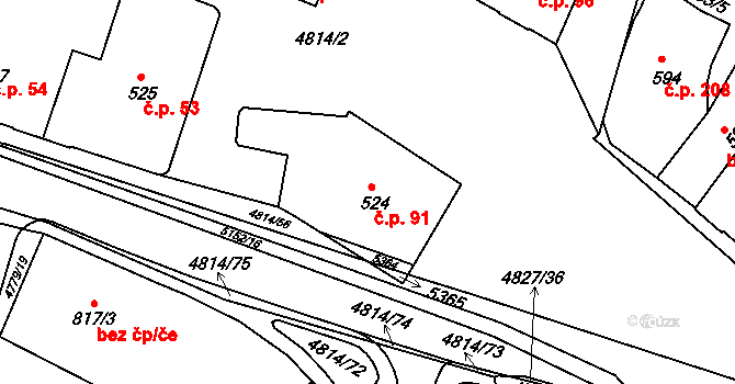 Týnské Předměstí 91, Domažlice na parcele st. 524 v KÚ Domažlice, Katastrální mapa