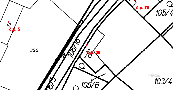 Pernarec 38 na parcele st. 76 v KÚ Pernarec, Katastrální mapa