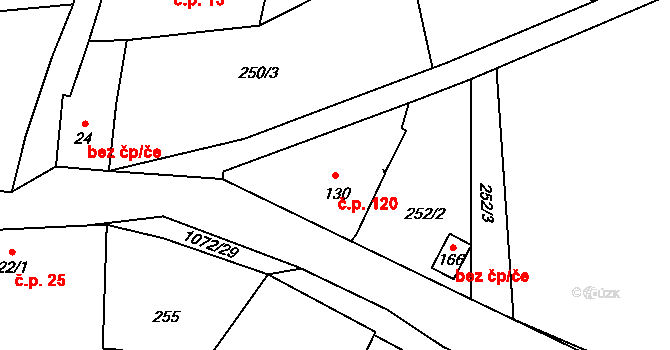 Masákova Lhota 120, Zdíkov na parcele st. 130 v KÚ Masákova Lhota, Katastrální mapa