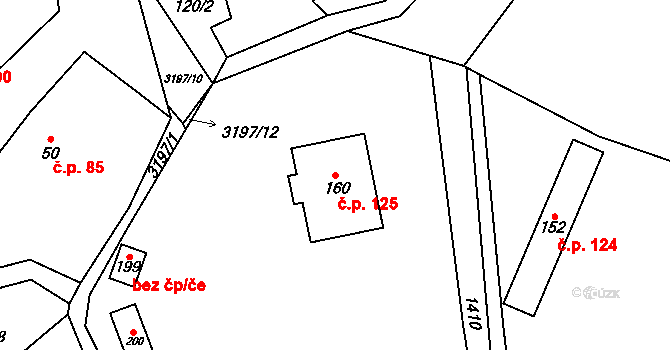Lukavec 125, Fulnek na parcele st. 160 v KÚ Lukavec u Bílovce, Katastrální mapa