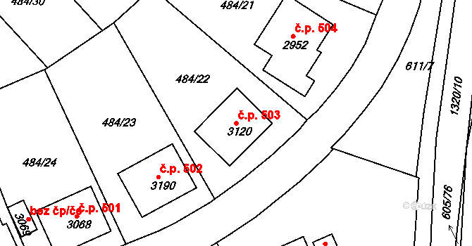 Horní Brána 503, Český Krumlov na parcele st. 3120 v KÚ Český Krumlov, Katastrální mapa