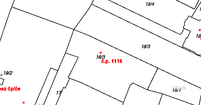 Stará Pohůrka 1116, Srubec na parcele st. 16/3 v KÚ Srubec, Katastrální mapa