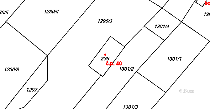 Koburk 40, Výprachtice na parcele st. 236 v KÚ Koburk, Katastrální mapa