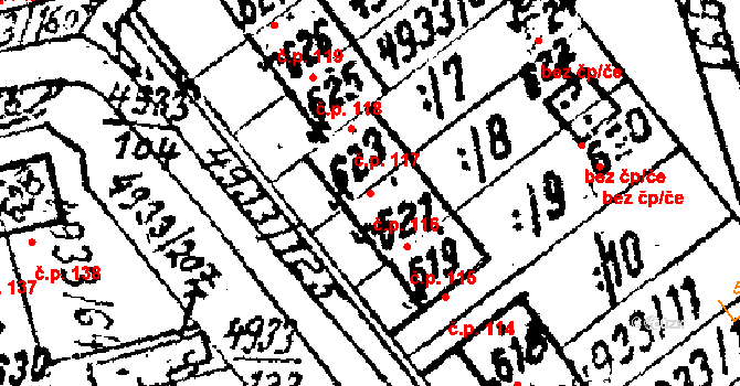 Pasohlávky 116 na parcele st. 623 v KÚ Pasohlávky, Katastrální mapa