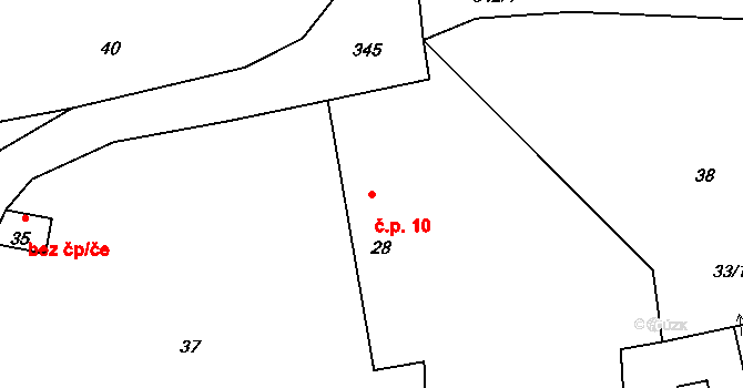 Bolkov 10 na parcele st. 28 v KÚ Bolkov u Roupova, Katastrální mapa