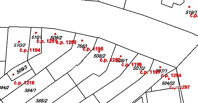 Kroměříž 1252 na parcele st. 508/2 v KÚ Kroměříž, Katastrální mapa