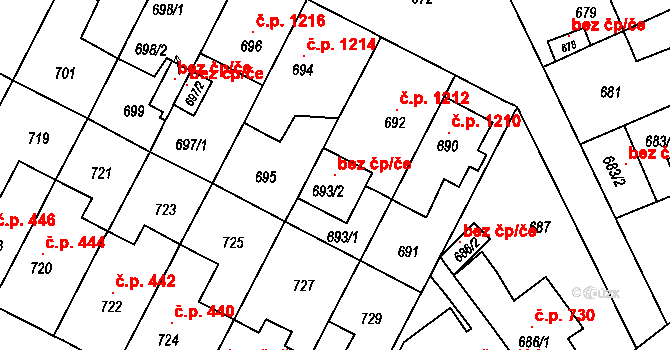 Brno 105722120 na parcele st. 693/2 v KÚ Černá Pole, Katastrální mapa