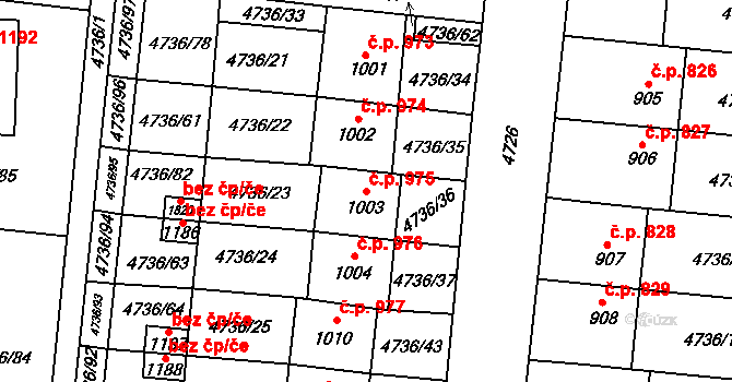 Hrušovany nad Jevišovkou 975 na parcele st. 1003 v KÚ Hrušovany nad Jevišovkou, Katastrální mapa