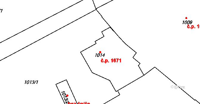 Přerov I-Město 1671, Přerov na parcele st. 1014 v KÚ Přerov, Katastrální mapa