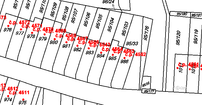 Jihlava 4564 na parcele st. 984 v KÚ Bedřichov u Jihlavy, Katastrální mapa