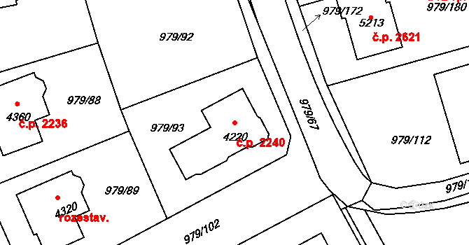 Nymburk 2240 na parcele st. 4220 v KÚ Nymburk, Katastrální mapa