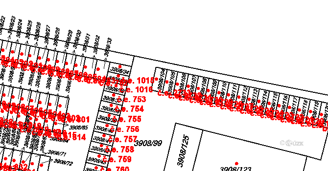 Jihlava 2732 na parcele st. 3908/105 v KÚ Jihlava, Katastrální mapa