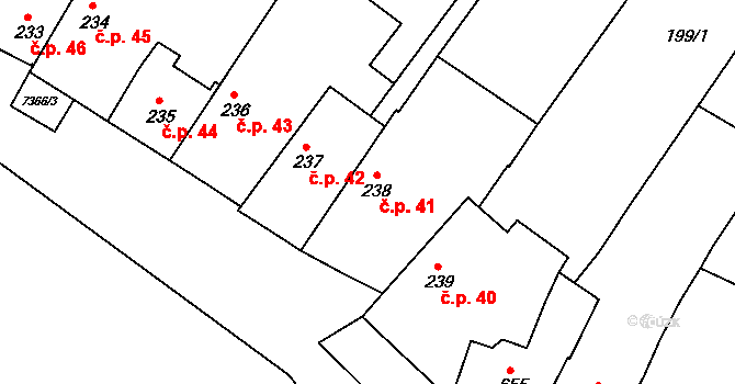 Telč-Štěpnice 41, Telč na parcele st. 238 v KÚ Telč, Katastrální mapa